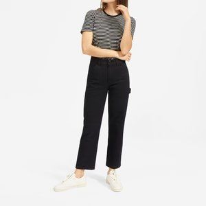 Everlane The Carpenter Pant High Rise Straight Leg Rigid Cargo Jeans Black 0